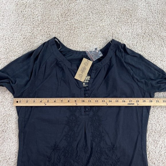 Nine West Jeans Womens Top Small Black Roll Tab Sleeve Tunic NWT - Picture 11 of 14